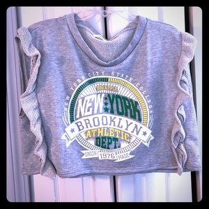 New York Ruffle Cropped Sweatshirt